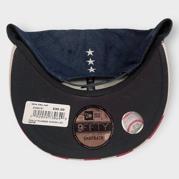 New Era Cleveland Indians Fully Flagged Denim 9FIFTY Adjustable SnapBack Hat New - Picture 4 of 8